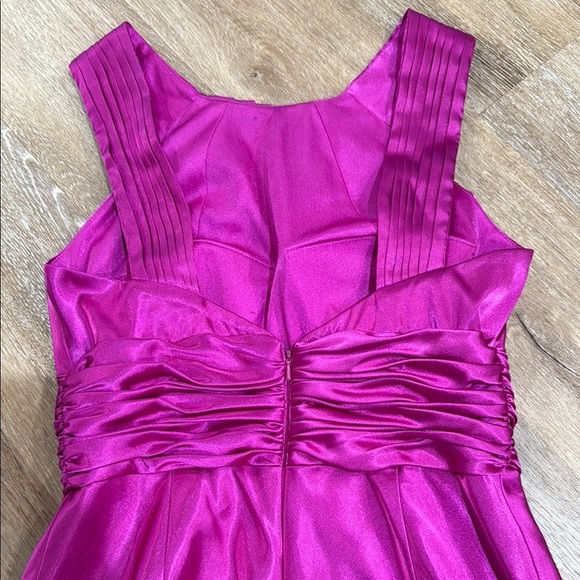 ADRIANNA  PAPELL SZ 8 Pink Ruched Sleeveless Mid Dress - Picture 4 of 9